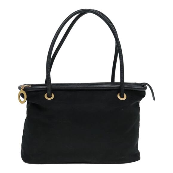 CELINE Tote Bag Nylon Leather Black Gold - Picture 1 of 16